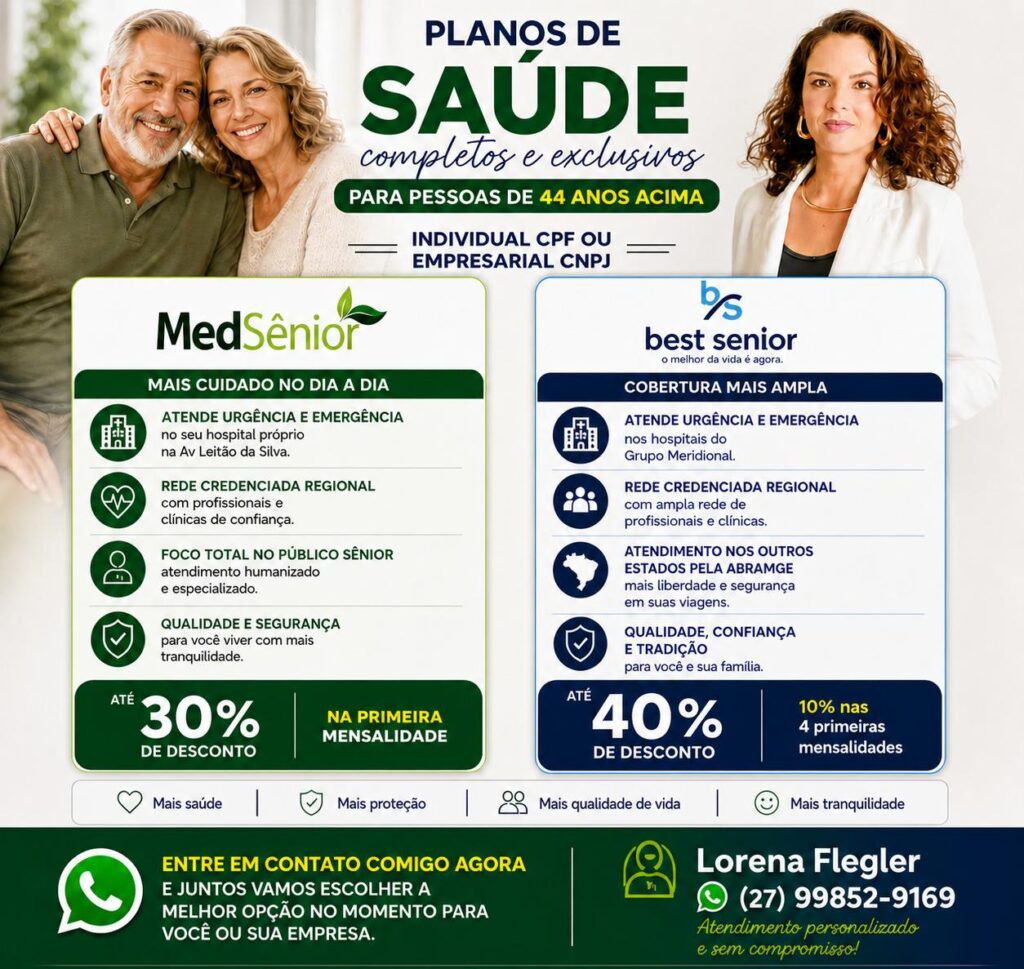 MEDSENIOR OU BESTSENIOR são Planos de Saúde para melhor idade, a partir de 44 anos pelo CPF OU CNPJ.